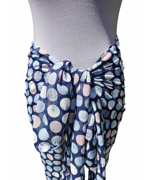 Wzorzysta spódnica plażowa chusta PAREO L/XL pastelowe grochy